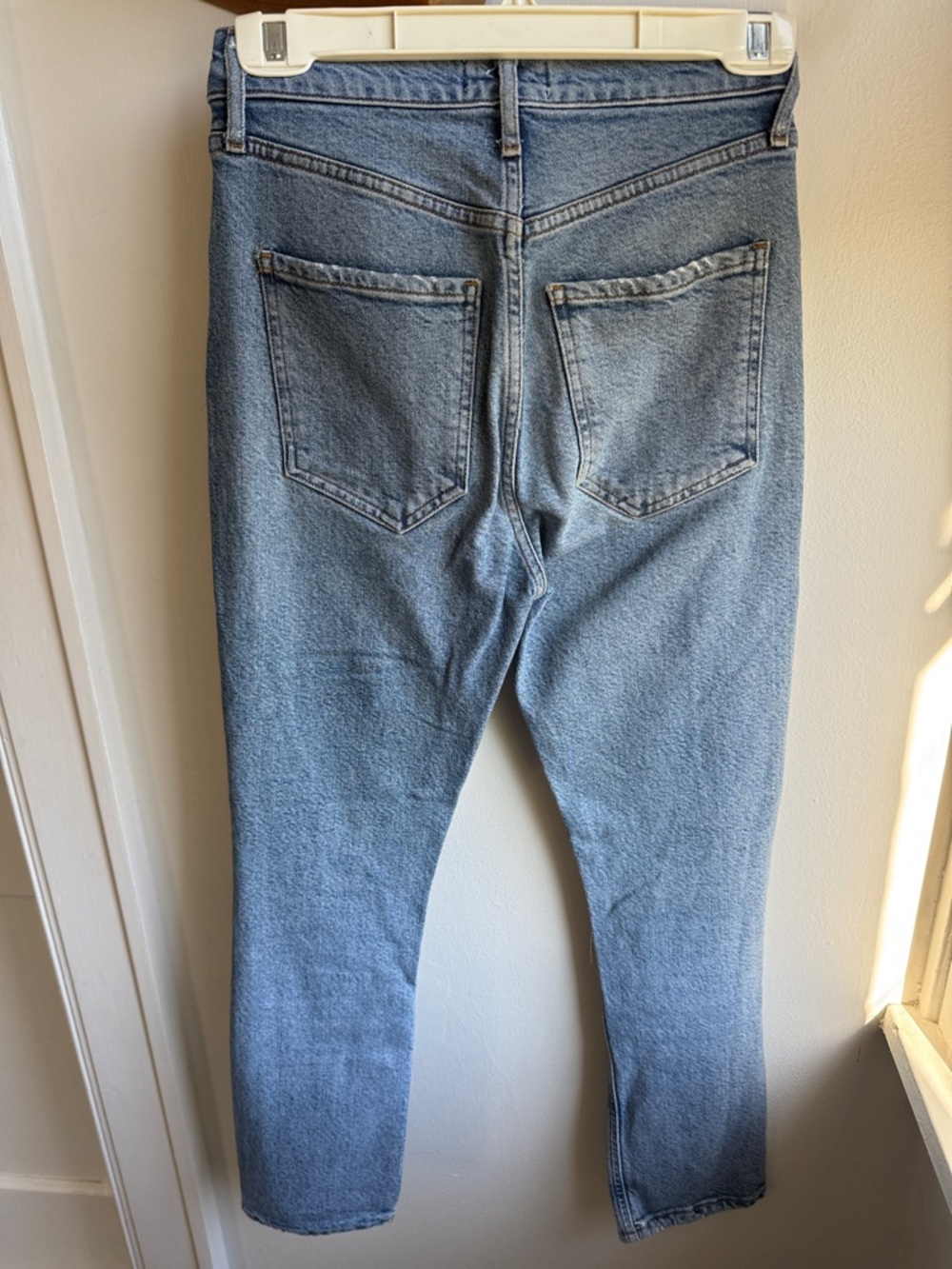 Agolde Riley Distressed Light Wash Ripped Jeans - Picture 2 of 3